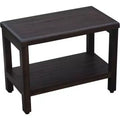 HomeRoots Rectangular Teak Shower Bench With Shelf In Brown Finish
