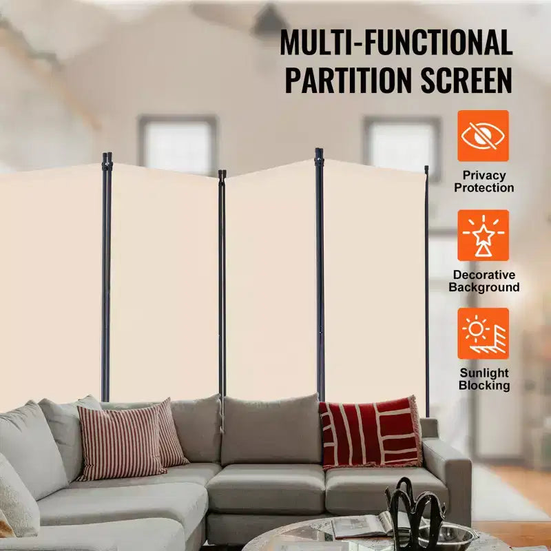 Paravent 4 pans, pliable et portable, de couleur beige, pour la séparation des pièces