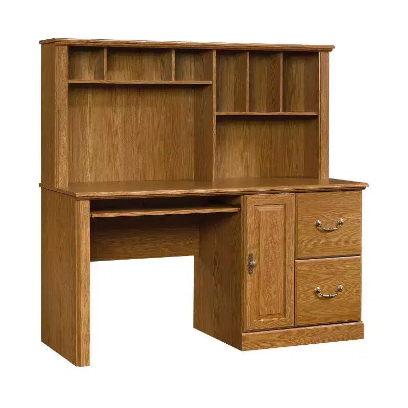HomeStock 57.25 in.H Brown Color Wood Executive Desks with All Purpose Drawer