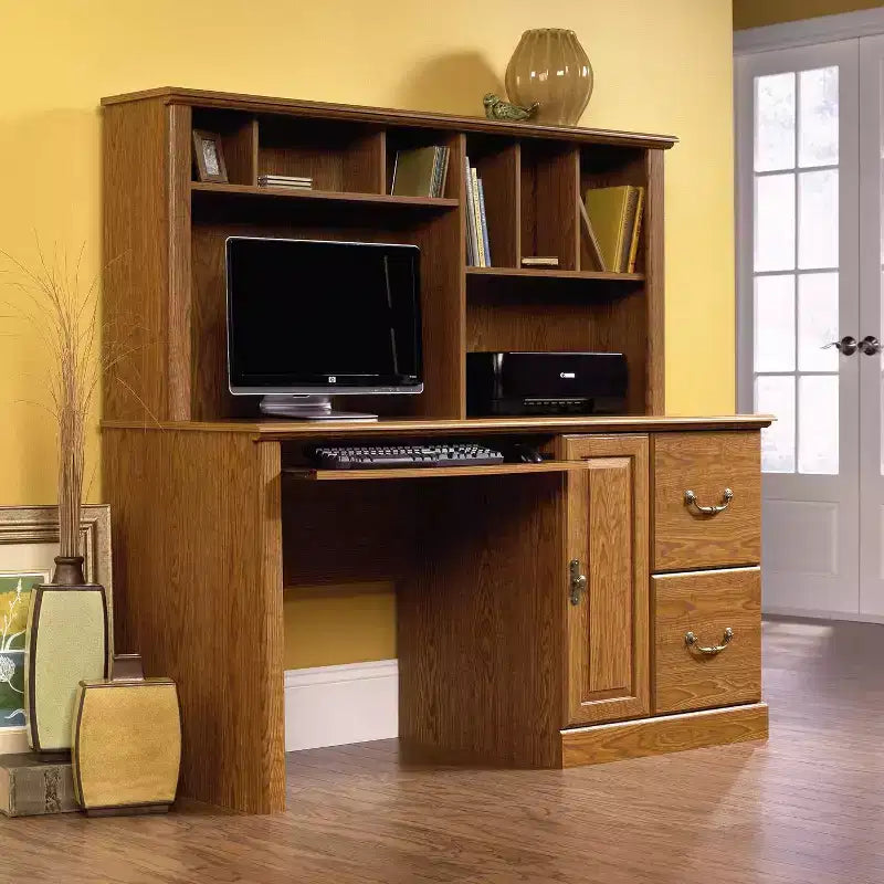 Bureaux de direction en bois marron de 145,41 cm de haut avec tiroir polyvalent