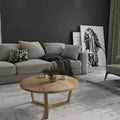 Royal Hampton Handcrafted 30 Inch Round Mango Wood Coffee Table with Sturdy 3-Leg Sled Base
