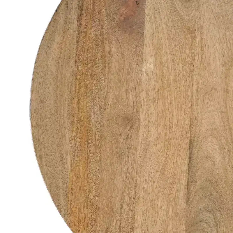 Table basse ronde de 30 pouces en bois de manguier faite à la main avec piètement traîneau robuste à 3 pieds