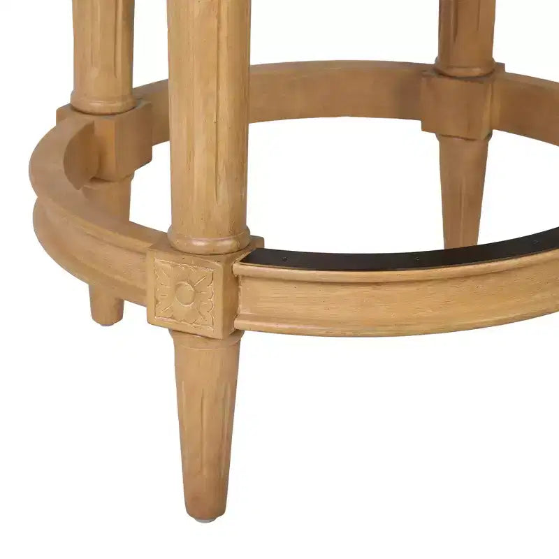 Chaise de bar pivotante de hauteur comptoir en tissu beige et naturel et bois massif (25 po)