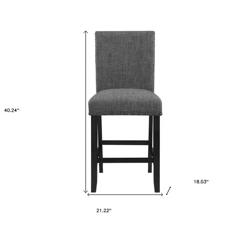 26 chaises de bar hauteur comptoir en bois et tissu gris et noir