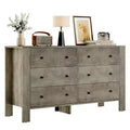6 Drawer Dresser for Bedroom, Modern Double Dresser Organizer with Storage Drawers, Wooden Chests