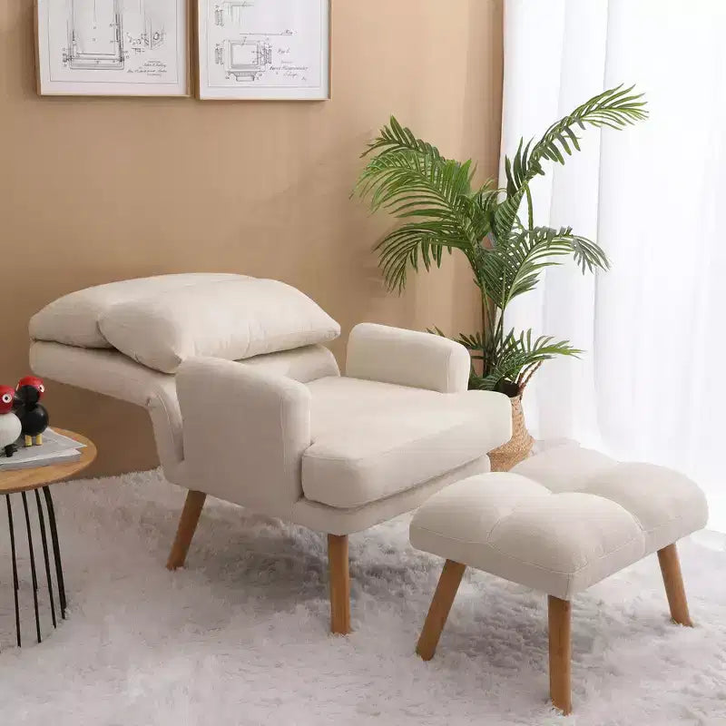 Fauteuil d'appoint moderne avec ottoman et dossier réglable, fauteuil rembourré confortable pour le salon, le bureau ou la chambre