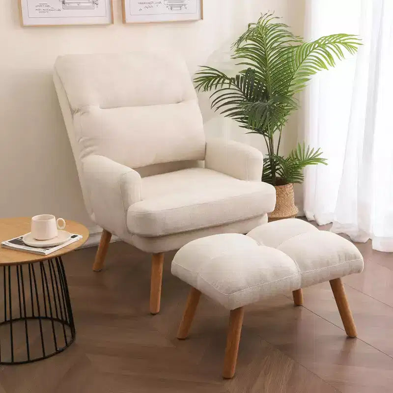 Fauteuil d'appoint moderne avec ottoman et dossier réglable, fauteuil rembourré confortable pour le salon, le bureau ou la chambre