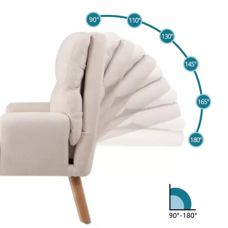 Fauteuil d'appoint moderne avec ottoman et dossier réglable, fauteuil rembourré confortable pour le salon, le bureau ou la chambre