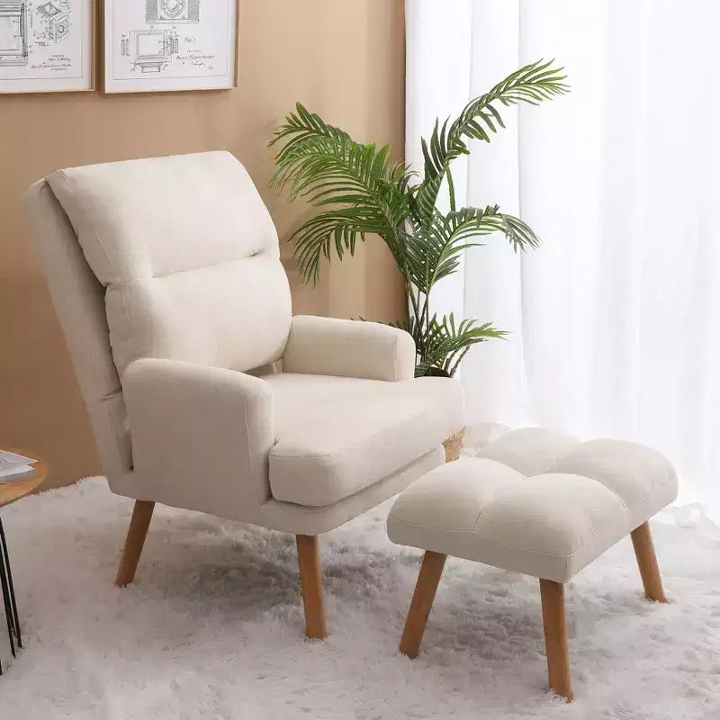 Okak Modern Accent Chair Living Room Chair with Ottoman and Adjustable Backrest Comfy Upholstered Armchair for Lounge Office Bedroom