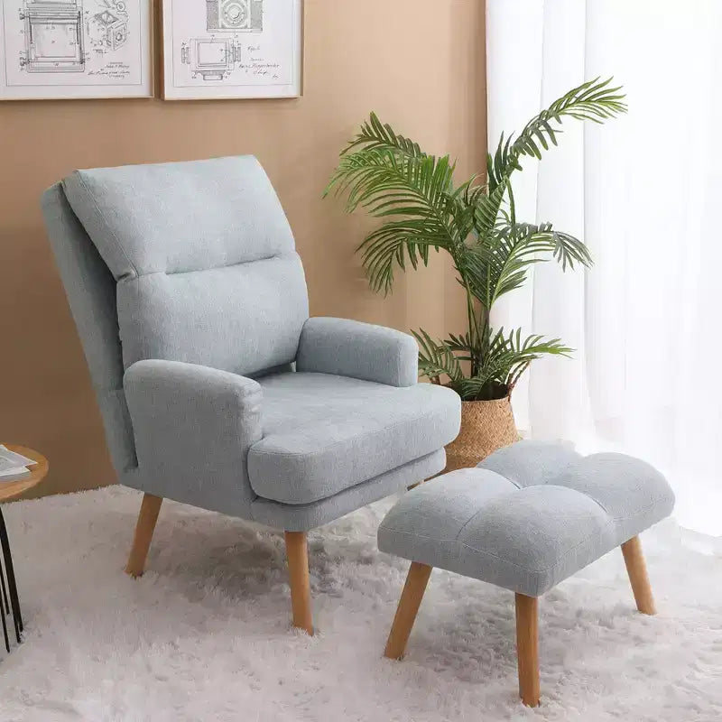 Fauteuil d'appoint moderne avec ottoman et dossier réglable, fauteuil rembourré confortable pour le salon, le bureau ou la chambre