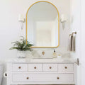 MAYEERTY 35.83x24.02x1.57in Aluminum Thin Edge Rounded Arch Gold Hanging Mirror