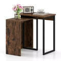 Costway Set of 2,Nesting Coffee Table 2-in-1 Faux Wood Top Sofa Side Table Rustic Brown