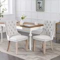 Okak Modern Flax Dining Chairs Set of 2, Comfy Fabric Chairs with High-end Tufted, Kitchen Side Chairs with Solid Wood Legs Nailhead Trim
