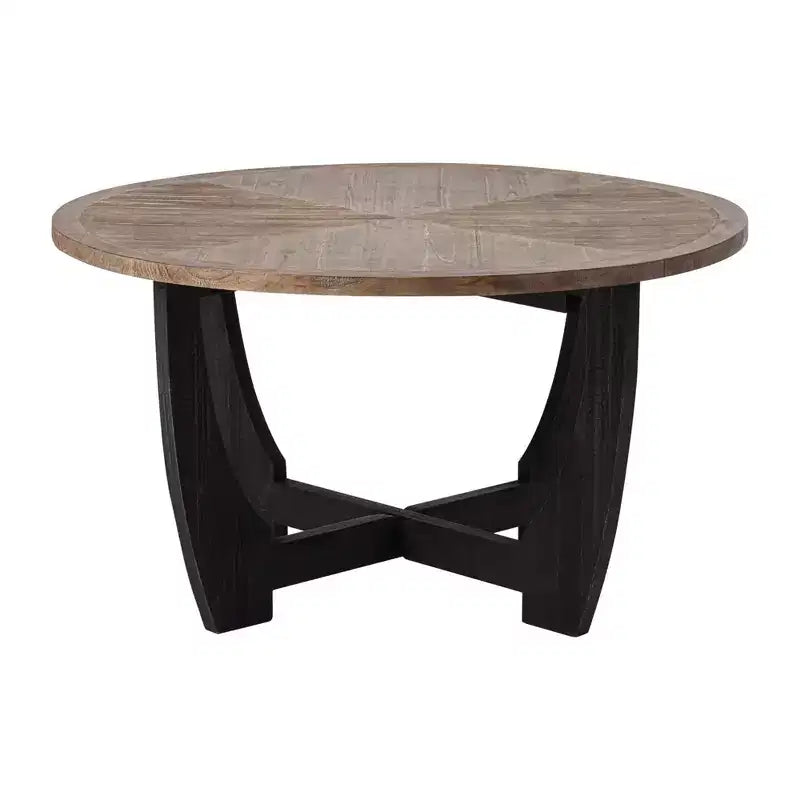 COZAYH Rustic Farmhouse Round Coffee Table with Crisscross Base for Living Room, Made From Solid Manufactured Wood and Holds up to 21 Pounds