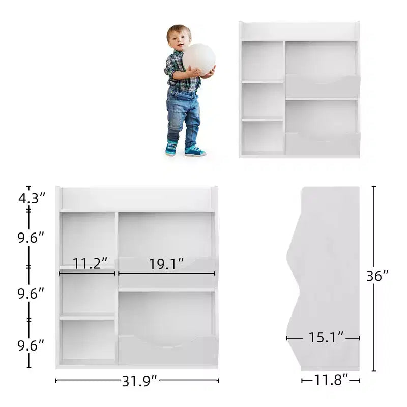 Étagère à livres 3 niveaux pour enfants - Présentoir à livres pour tout-petits pour salles de classe, salles de jeux Étagère à 5 compartiments et étagère à jouets pour chambre à coucher, salon