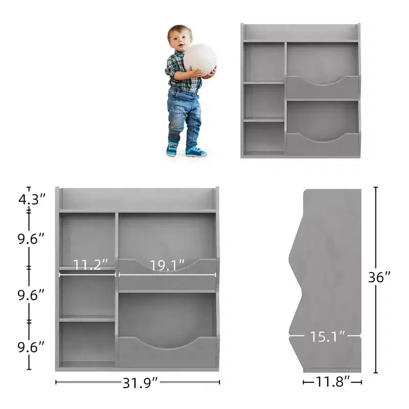 Étagère à livres 3 niveaux pour enfants - Présentoir à livres pour tout-petits pour salles de classe, salles de jeux Étagère à 5 compartiments et étagère à jouets pour chambre à coucher, salon