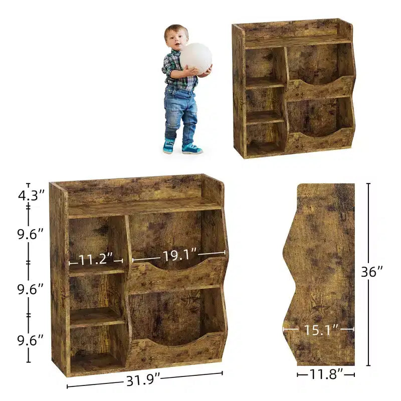 Étagère à livres 3 niveaux pour enfants - Présentoir à livres pour tout-petits pour salles de classe, salles de jeux Étagère à 5 compartiments et étagère à jouets pour chambre à coucher, salon