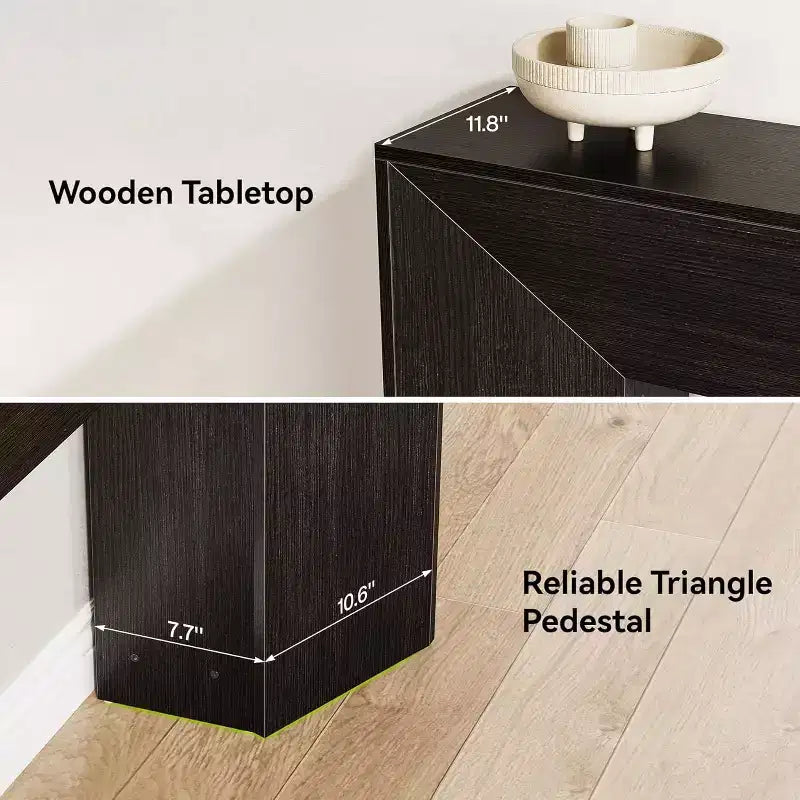 Console Table pour entrée, Table canapé longue de 63 po en bois noir pour salon, Table d'appoint moderne pour couloir et hall d'entrée, Facile à monter
