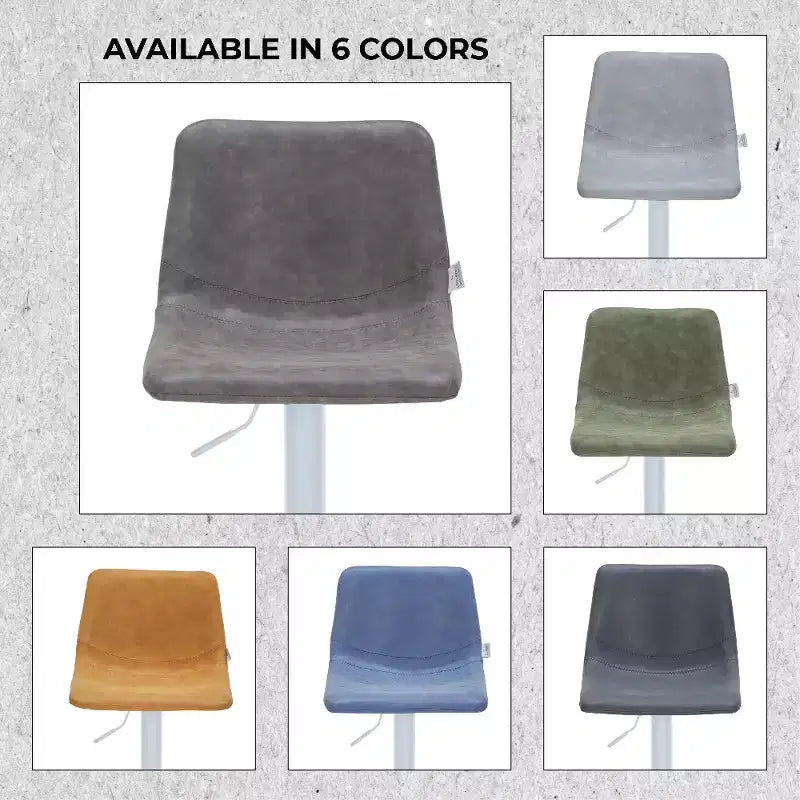 Tabourets de bar Tilbury avec base en fer blanc, hauteur réglable, assise en cuir, fonction pivotante et repose-pieds, lot de 2