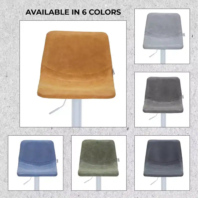 Tabourets de bar Tilbury avec base en fer blanc, hauteur réglable, assise en cuir, fonction pivotante et repose-pieds, lot de 2