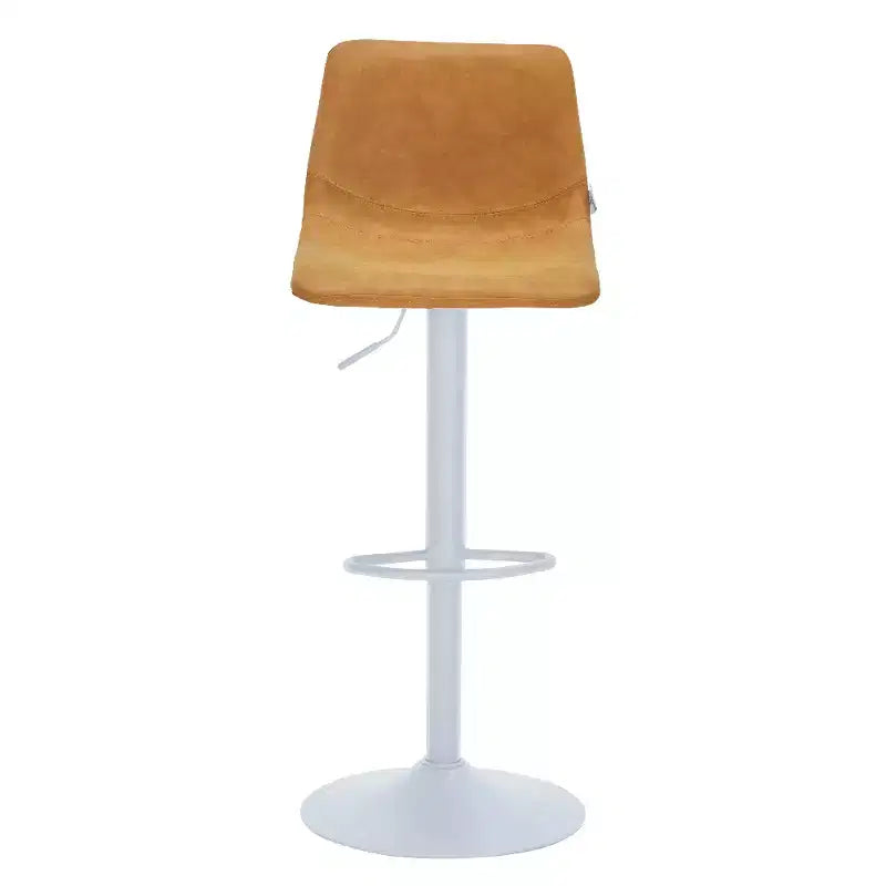 Tabourets de bar Tilbury avec base en fer blanc, hauteur réglable, assise en cuir, fonction pivotante et repose-pieds, lot de 2