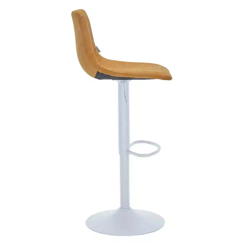 Tabourets de bar Tilbury avec base en fer blanc, hauteur réglable, assise en cuir, fonction pivotante et repose-pieds, lot de 2