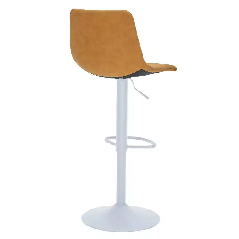Tabourets de bar Tilbury avec base en fer blanc, hauteur réglable, assise en cuir, fonction pivotante et repose-pieds, lot de 2