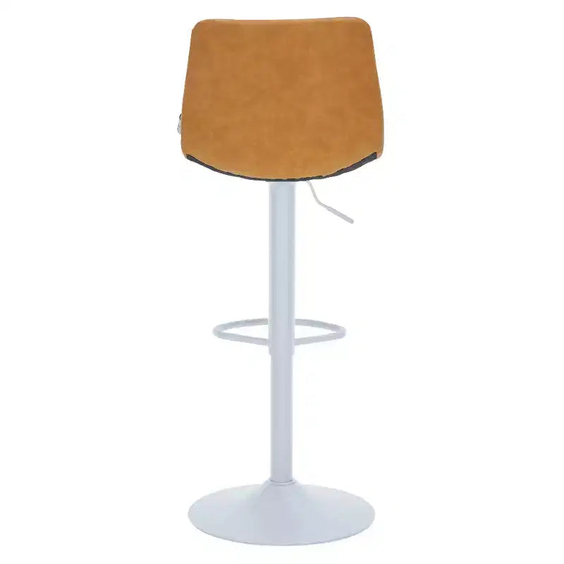 Tabourets de bar Tilbury avec base en fer blanc, hauteur réglable, assise en cuir, fonction pivotante et repose-pieds, lot de 2