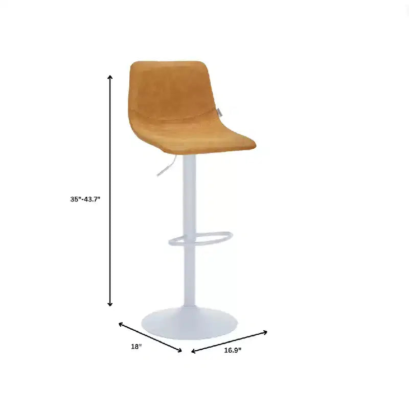 Tabourets de bar Tilbury avec base en fer blanc, hauteur réglable, assise en cuir, fonction pivotante et repose-pieds, lot de 2