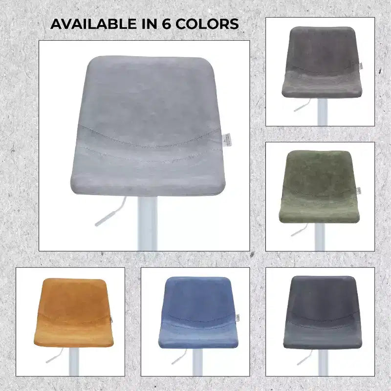 Tabourets de bar Tilbury avec base en fer blanc, hauteur réglable, assise en cuir, fonction pivotante et repose-pieds, lot de 2