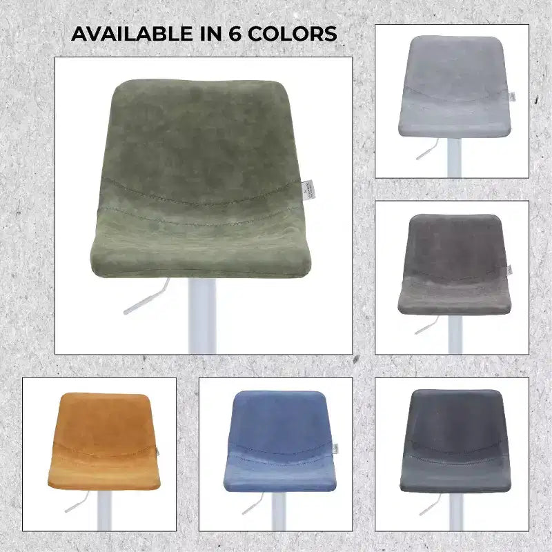 Tabourets de bar Tilbury avec base en fer blanc, hauteur réglable, assise en cuir, fonction pivotante et repose-pieds, lot de 2