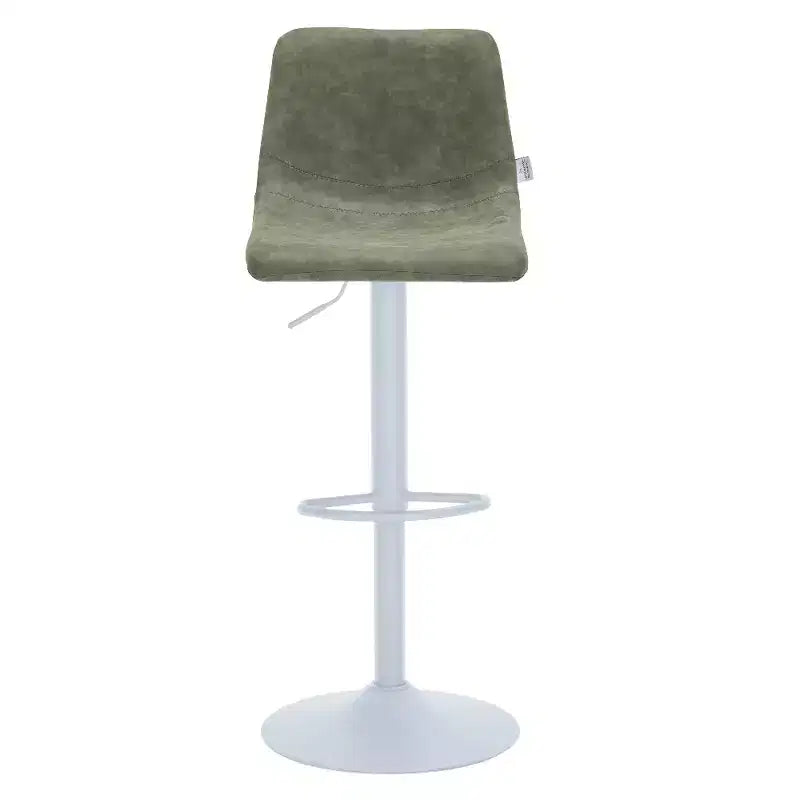 Tabourets de bar Tilbury avec base en fer blanc, hauteur réglable, assise en cuir, fonction pivotante et repose-pieds, lot de 2