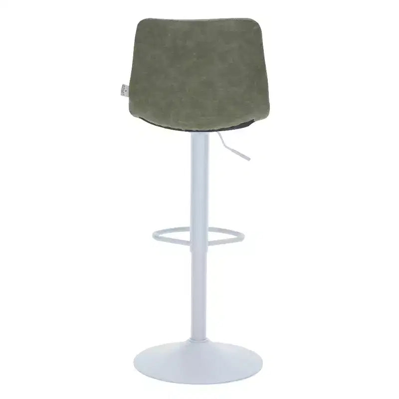 Tabourets de bar Tilbury avec base en fer blanc, hauteur réglable, assise en cuir, fonction pivotante et repose-pieds, lot de 2