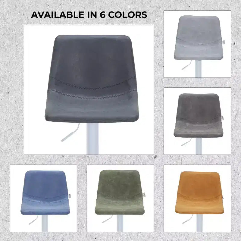 Tabourets de bar Tilbury avec base en fer blanc, hauteur réglable, assise en cuir, fonction pivotante et repose-pieds, lot de 2