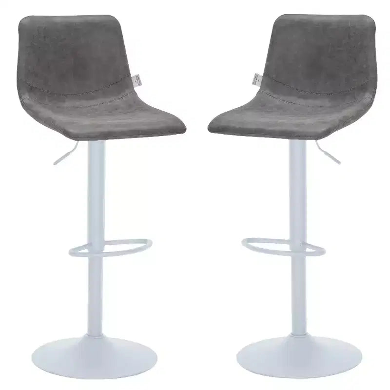 Tabourets de bar Tilbury avec base en fer blanc, hauteur réglable, assise en cuir, fonction pivotante et repose-pieds, lot de 2