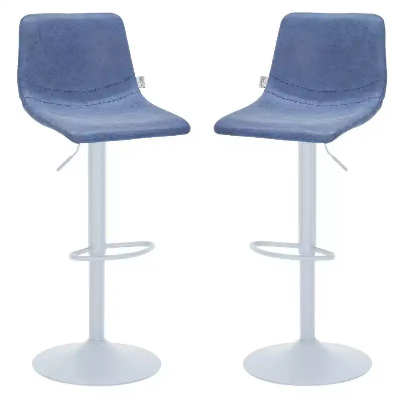 Tabourets de bar Tilbury avec base en fer blanc, hauteur réglable, assise en cuir, fonction pivotante et repose-pieds, lot de 2
