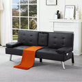 MAYEERTY 69.49 Convertible Futon Sleeper Sofa Bed with Cup Holders & Side Pocket, 5-Position Adjustable Backrest
