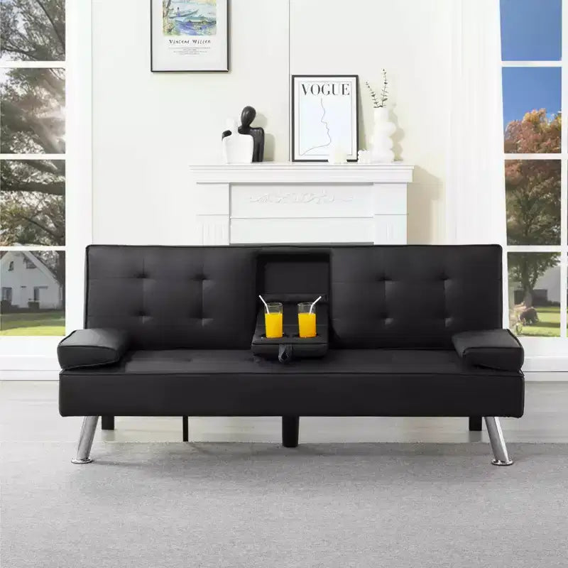 Canapé-lit futon convertible 69.49 avec porte-gobelets et poche latérale, dossier réglable sur 5 positions
