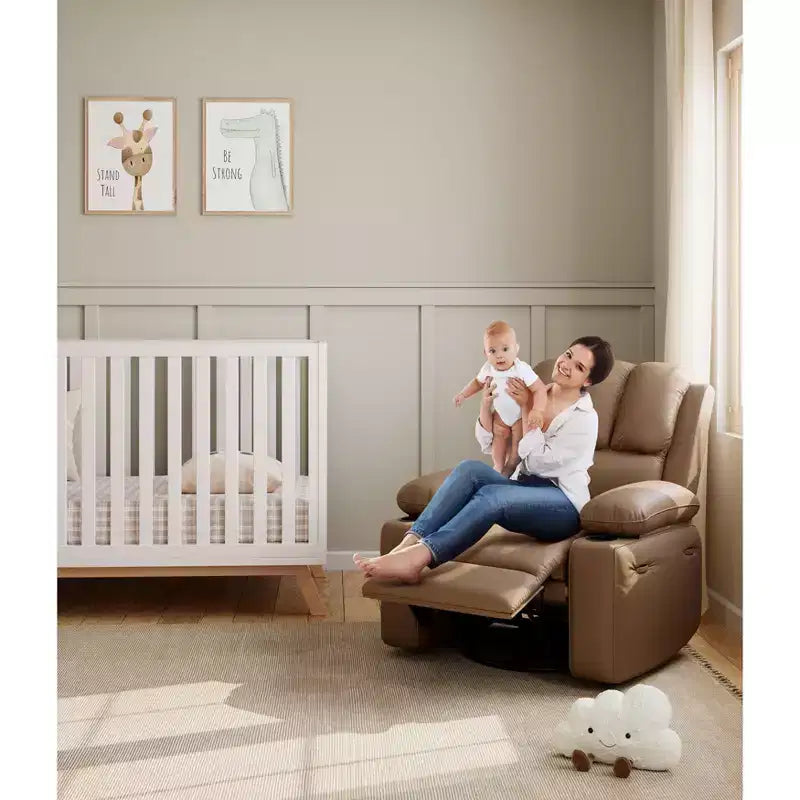 Fauteuil inclinable électrique surdimensionné avec massage, fauteuil inclinable pivotant en cuir PU avec télécommande et porte-gobelets, pour salon, chambre à coucher, chambre d'enfant