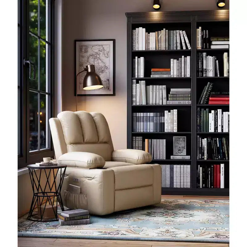 Fauteuil inclinable électrique surdimensionné avec massage, fauteuil inclinable pivotant en cuir PU avec télécommande et porte-gobelets, pour salon, chambre à coucher, chambre d'enfant
