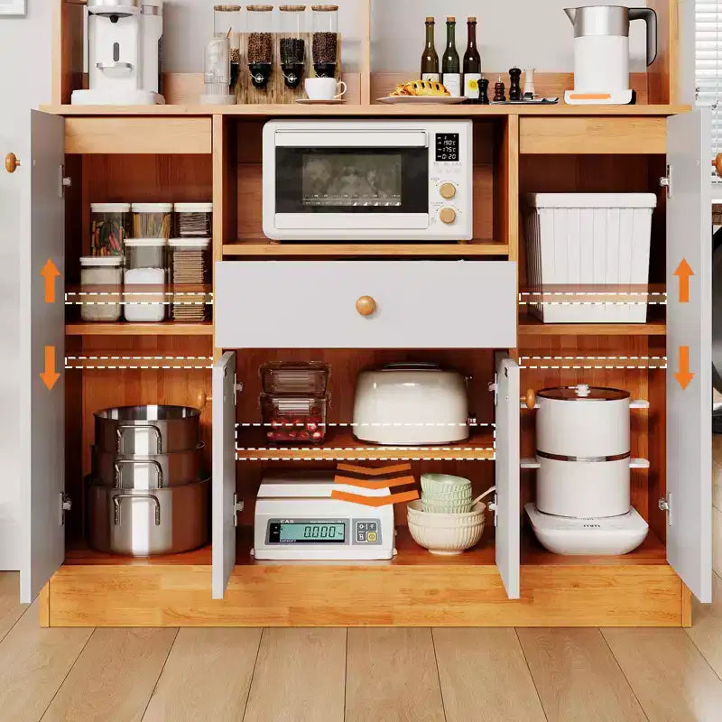 Bahut de buffet de 99 cm, armoire de garde-manger de cuisine autoportante avec étagère réglable, buffet d'appoint, station de bar à café, armoire console moderne