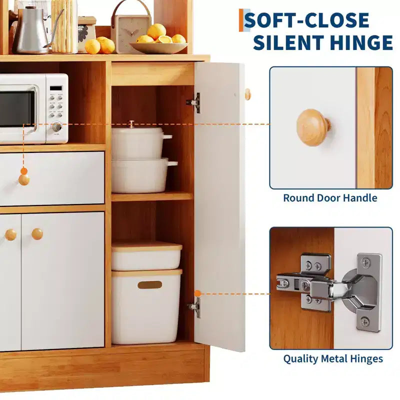 Bahut de buffet de 99 cm, armoire de garde-manger de cuisine autoportante avec étagère réglable, buffet d'appoint, station de bar à café, armoire console moderne