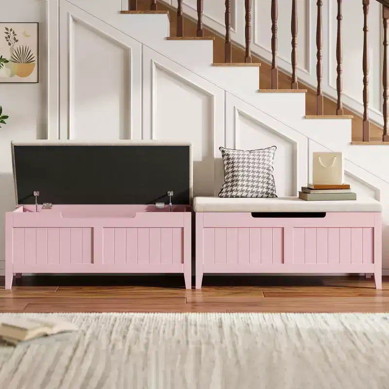 Banc de rangement, coffre de rangement en bois de 100 cm avec 2 charnières de sécurité, banc d'entrée avec couvercle rabattable, grande malle pour salon, chambre à coucher