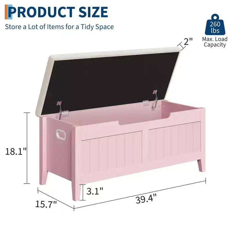 Banc de rangement, coffre de rangement en bois de 100 cm avec 2 charnières de sécurité, banc d'entrée avec couvercle rabattable, grande malle pour salon, chambre à coucher