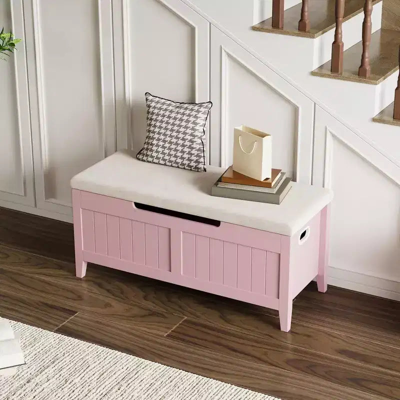 Banc de rangement, coffre de rangement en bois de 100 cm avec 2 charnières de sécurité, banc d'entrée avec couvercle rabattable, grande malle pour salon, chambre à coucher
