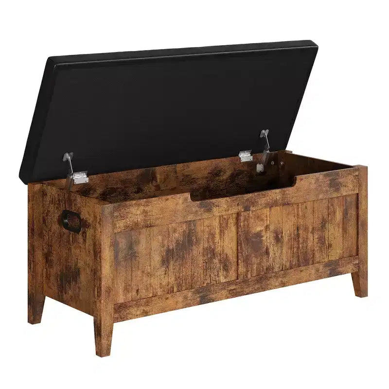 GustoWave Storage Bench, 39.4 Wooden Chest Storage Box with 2 Safety Hinges, Entryway Benches with Flip-Top, Large Trunk for Living Room, Bedroom