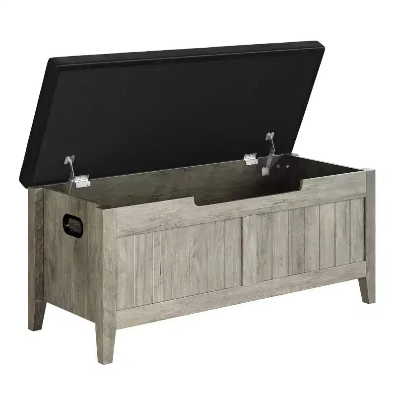 Banc de rangement, coffre de rangement en bois de 100 cm avec 2 charnières de sécurité, banc d'entrée avec couvercle rabattable, grande malle pour salon, chambre à coucher