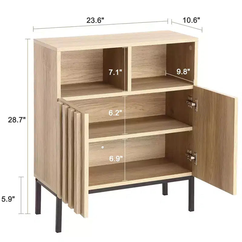 2 armoires doubles avec porte à bord ondulé, couleur chêne - Couleur chêne, noir, design élégant, durables, rangement spacieux