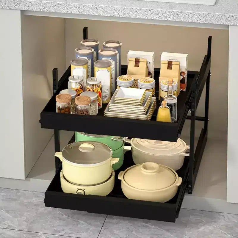 Organisateur de placard extensible à 2 niveaux, rangement à tiroirs extensibles, tiroir télescopique