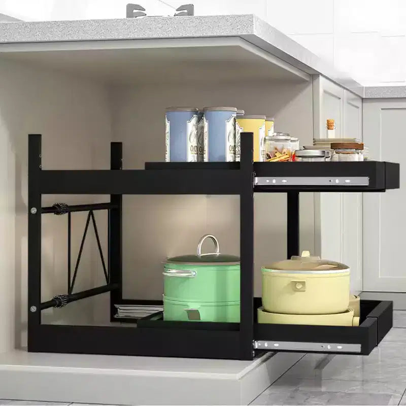 Organisateur de placard extensible à 2 niveaux, rangement à tiroirs extensibles, tiroir télescopique